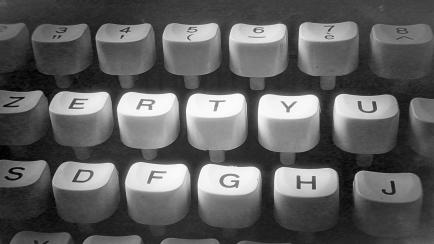 Detail of keyboards of old-fashioned typewriter