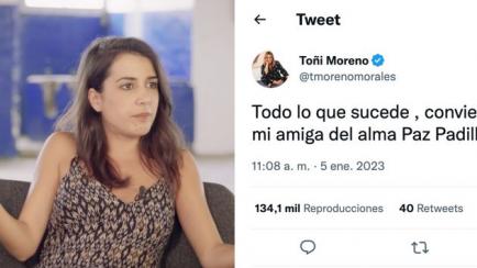 Rocio Vidal y tuit de Toñi Moreno.