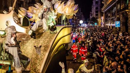 Foto de archivo de la cabalgata de Reyes Magos en Barcelona.