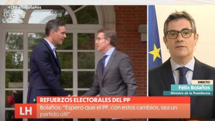 Félix Bolaños (PSOE) durante una entrevista en 'La hora de La 1'