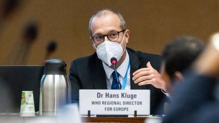 El director regional para Europa de la Organización Mundial de la Salud (OMS), el doctor Hans Henri P. Kluge, interviene en la 75º Asamblea Mundial de la Salud. En Ginebra (Suiza), a 24 de mayo de 2022.  