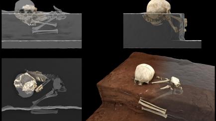 Reconstrucción virtual del enterramiento humano más antiguo de África.