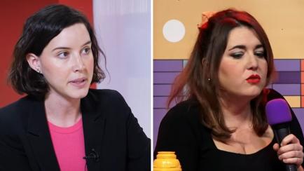 La secretaria de Igualdad del PSOE, Andrea Fernández, y la secretaria de Estado de Igualdad, Ángela Rodríguez 'Pam'.