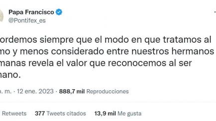 El tuit del papa Francisco.