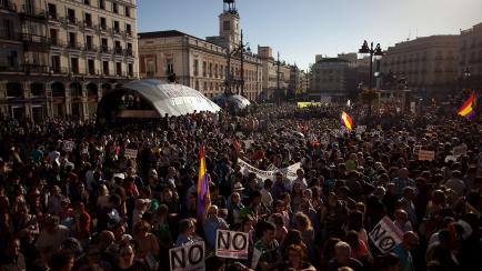 15M en la Puerta del Sol, Madrid, 2011.