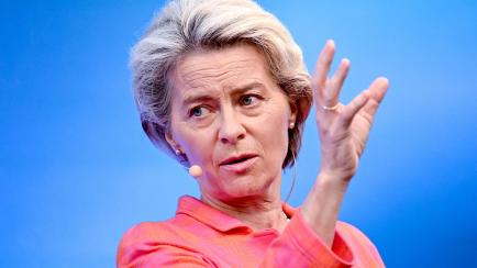 29 August 2022, Berlin: Ursula von der Leyen, President of the European Commission takes part in a discussion on the topic "Social-ecological transformation - How to succeed in a climate-just Europe". Photo: Britta Pedersen/dpa (Photo by Britta ...