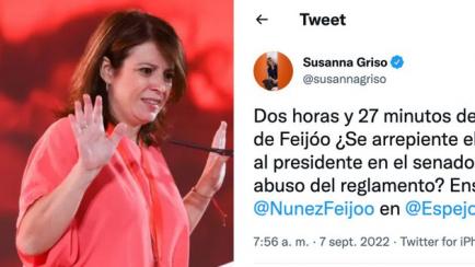 Adriana Lastra y tuit de Susanna Griso.