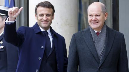 El presidente de la República Francesa, Emmanuel Macron, y el líder alemán, Olaf Scholz.