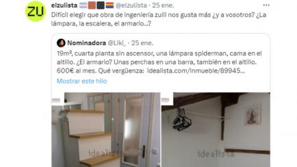 Imagen del tuit sobre el anuncio de Idealista de un piso en alquiler en la calle Serrano de Madrid