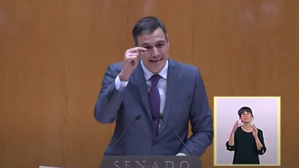 Pedro Sánchez, respondiendo a Vox en el Senado.