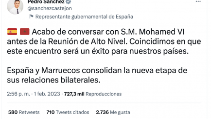 El tuit publicado por Pedro Sánchez.