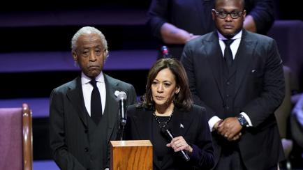 Kamala Harris, durante su intervención en el funeral de Tyre Nichols, la pasada noche, en Memphis.