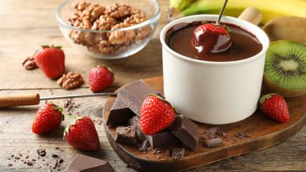 Fondue de chocolate con fresas