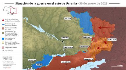 Situación de la guerra en Ucrania a 30 de enero de 2023.