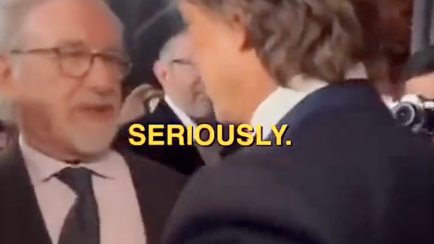 Steven Spielberg y Tom Cruise, en el almuerzo de nominados de los Oscar.