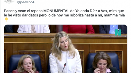 El tuit viral con la intervención de Yolanda Díaz en el Congreso.