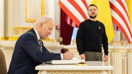 Joe Biden, durante su visita a Kiev junto a Volodimir Zelenski