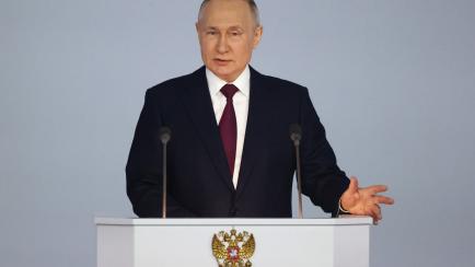 El presidente de la Federación rusa, Vladímir Putin, durante su discurso ante la Duma.