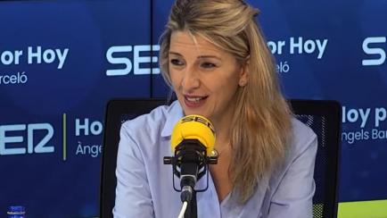 Yolanda Díaz, durante su entrevista en la Cadena SER.