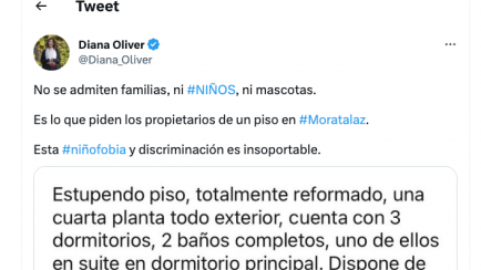 El tuit de @Diana_Oliver que ha provocado la indignación en Twitter.