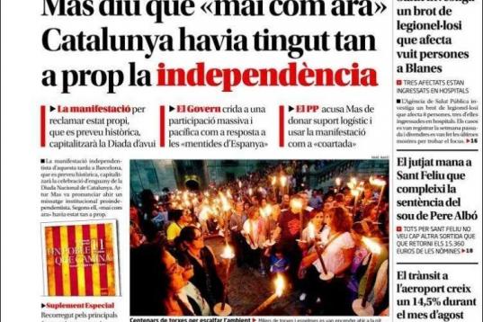 Diari de Girona: "Mas dice que nunca como ahora cataluña había tenido tan cerca la independencia"