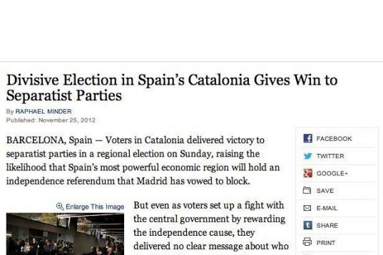 "Los votantes en Cataluña dieron la victoria a los partidos separatistas" abonando la "probabilidad de que la región más poderosa de España celebre un referéndum de independencia", asegura el rotativo. Sin embargo, los votantes no han sido ...
