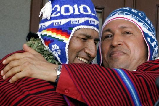 En 2006, con el presidente de Bolivia, Evo Morales 