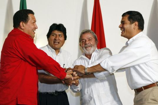 En 2008, con Morales, Lula y Correa