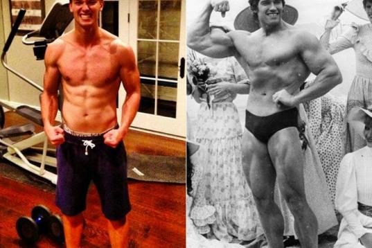 El joven, de 19 años, quiere aprovechar el verano para ganar musculatura. En la foto en blanco y negro, Arnold Schwarzenegger, en Cannes en 1977, cuando tenía 30 años.