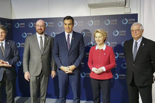 Fotografía del twitter de Pedro Sánchez de la reunión que el presidente del Gobierno en funciones ha mantenido hoy varios de los mandatarios europeos.