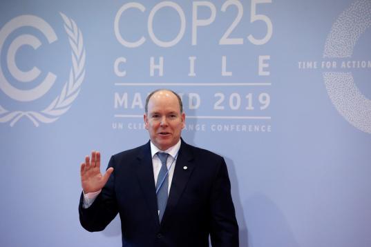 El príncipe de Mónaco, Alberto II a su llegada a la vigésimo quinta conferencia del clima de la ONU (COP25).