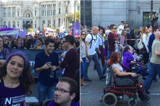 En una de las imágenes de la marcha se pudo ver a Pablo Iglesias con un bebé en brazos (izquierda). Otro de los que no se perdió la manifestación fue Íñigo Errejón (derecha).