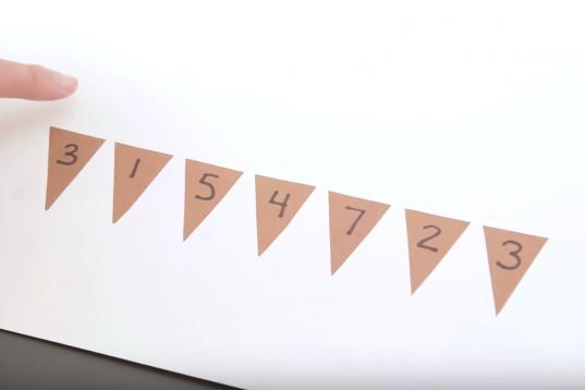 Se escriben los número (del 1 al 9 por ejemplo) en la parte baja de un folio. El niño debe colocar sobre cada número tantas pegatinas como se indica: 3 sobre el 3, 1 sobre el 1...