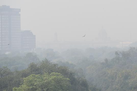 NEW DELHI, INDIA - NOVEMBER 25: A view of the South Block engulfed in smog, at Central Secretariat, on November 25, 2019 in New Delhi, India. Pollution levels in Delhi-National Capital Region increased marginally on Tuesday, mainly due to slow w...