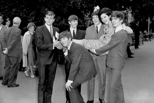 Susan Maughan gets a lift from Billy J Kramer (l) and the Beatles (l-r: John Lennon, Ringo Starr, Paul McCartney and George Harrison.) All three acts were recipients of awards presented to them by Melody Maker magazine following a national poll ...