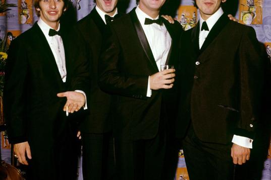 The Beatles, (from left to right) Ringo Starr, Paul McCartney, John Lennon and George Harrison at the premiere of their film A Hard Day's Night