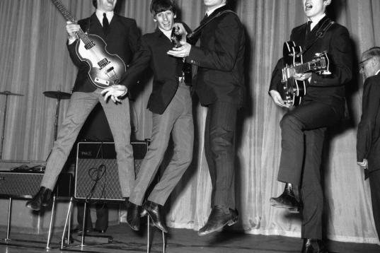 The Beatles rehearse for that night's Royal Variety Performance at the Prince of Wales Theatre, 4th November 1963. The Queen Mother will attend. (Photo by Central Press/Hulton Archive/Getty Images)