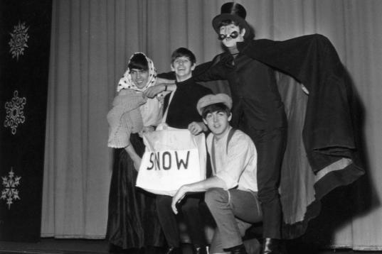 The Beatles dress up for the Beatles Christmas Show, at the Astoria Cinema, Finsbury Park, London, New Years Eve, 31st December 1963. (Photo by Evening Standard/Hulton Archive/Getty Images)