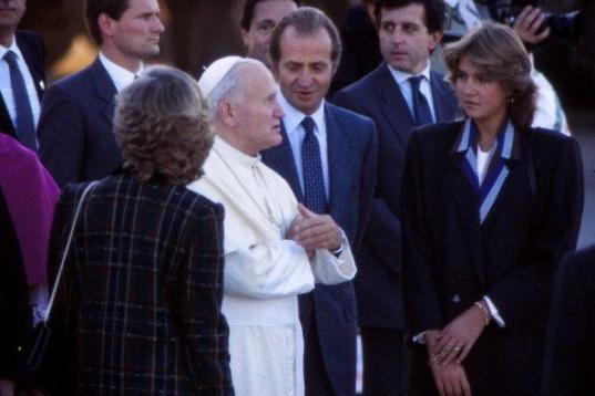 Durante la visita a España de Juan Pablo II en 1982.