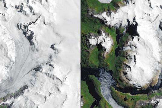 Esto es lo que ha retrocedido este glaciar en Patagonia del Sur de 1985 a 2017.