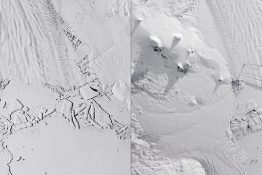En menos de dos meses, este glaciar de Pine Island, en la Antártida, se convierte en un iceberg gigante. Sucedió en 2018. 
