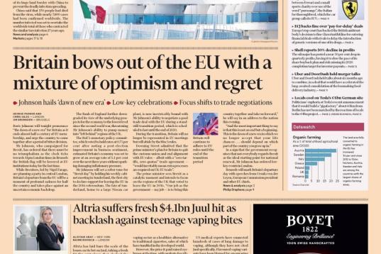 Financial Times: "Los británicos dicen adiós con una mezcla de optimismo y arrepentimiento"