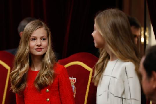 Princess Leonor and the Infant Sofia of Borbon during the opening ceremony of the XIV / 14 Legislature in the Congress of Deputies in Madrid, Spain, 03 February 2020