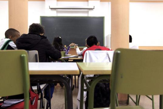 Vista de una de las aulas del Instituto de Educación Secundaria (IES) Iturralde de Madrid, a primera hora de la mañana. 