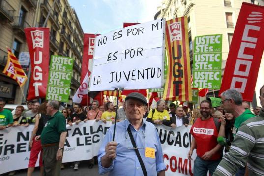 Manifestación en Barcelona, contra la LOMCE y los recortes en educación.