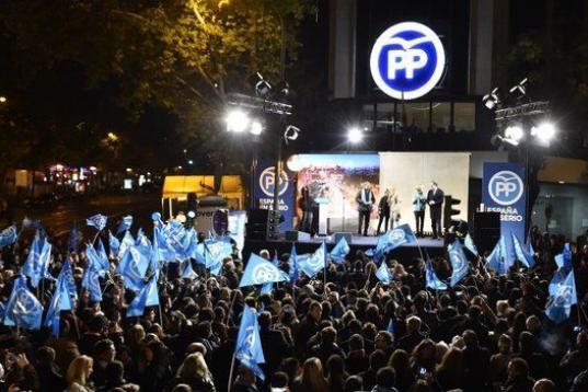 Arranque de la campaña en la sede del PP en la madrileña calle Génova.
