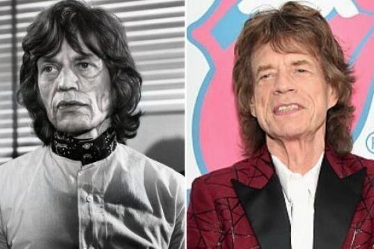 Mick Jagger en 1967 a los 24 años y en 2016 a los 73 años.