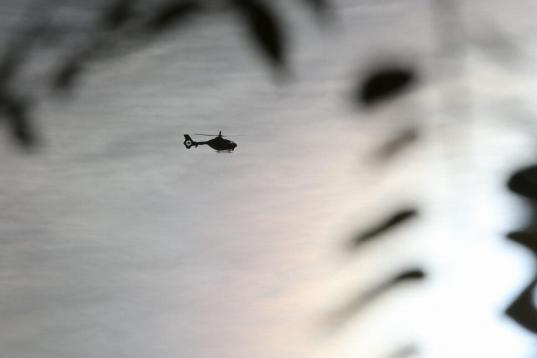 Vista del helicóptero que trasladará los restos de Franco a Mingorrubio.