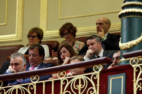 El presidente de Extremadura, Guillermo Fernández Vara, la presidenta del Gobierno balear, Francina Armengol, y el director del Gabinete del líder socialista Pedro Sánchez, Iván Redondo.