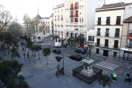 La plaza donde debería estar El Rastro, en Madrid.